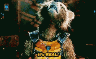a raccoon wearing a costume that says it 's real