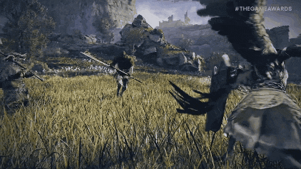 a video game is being played in a field with the game awards written on the bottom