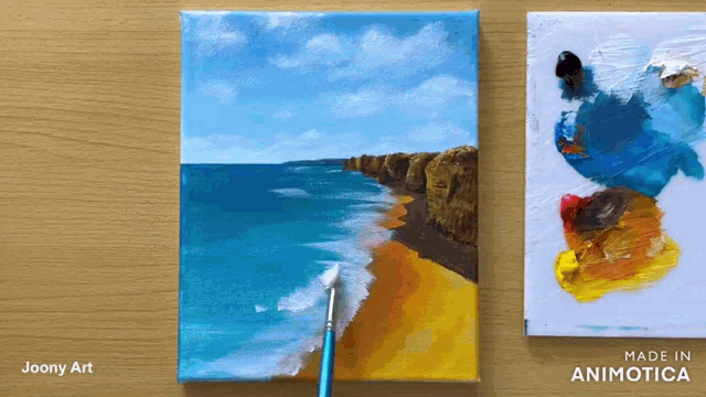 a painting of a beach by joony art
