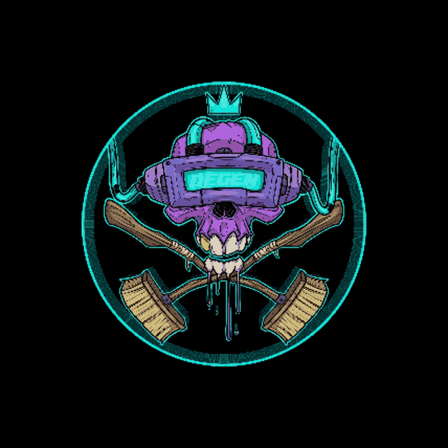 a drawing of a skull with a crown and the word regen