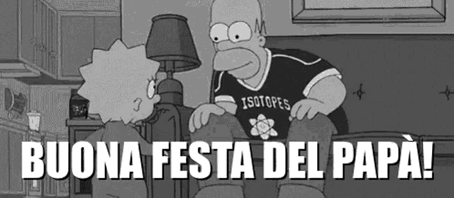 a cartoon of homer simpson and lisa simpson sitting next to each other .