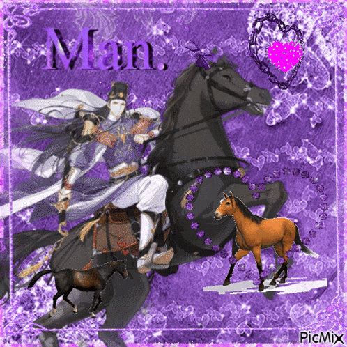 a picture of a man riding a horse with the word man on the bottom