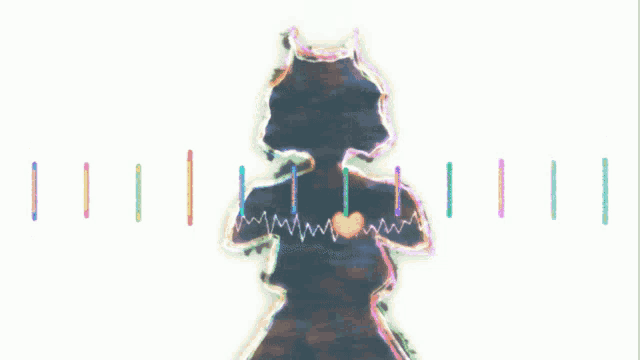 a silhouette of a person is surrounded by rainbow colored lines on a white background
