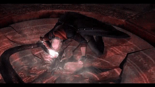 a devil may cry video game character is kneeling on the floor