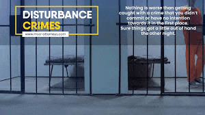 an advertisement for disturbance crimes shows a man in a jail cell