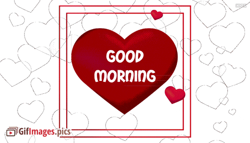 a heart with the words good morning on it