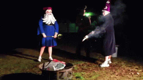 The Annul Wizard Meeting Never Goes Off Without A Spark GIF - Wizard Costume Fireworks GIFs