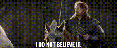 an elderly man with a beard is saying `` i do not believe it '' in a pixelated image .
