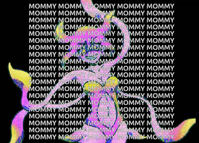 the word mommy is on a black background with a flower in the background