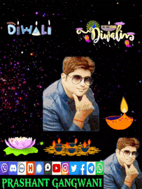 a poster that says happy diwali and has a picture of a man