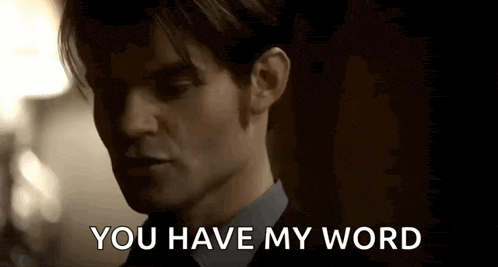 a man in a suit and tie is saying `` you have my word ''
