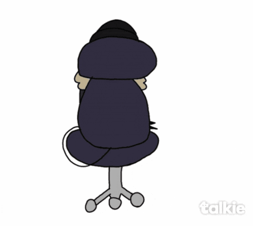 a drawing of a cat sitting on a chair with the words talkie at the bottom