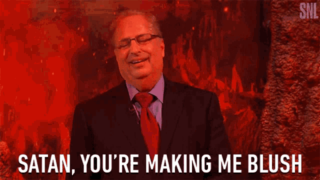 Satan Youre Making Me Blush Alan Dershowitz GIF - Satan Youre Making Me Blush Alan Dershowitz Saturday Night Live GIFs
