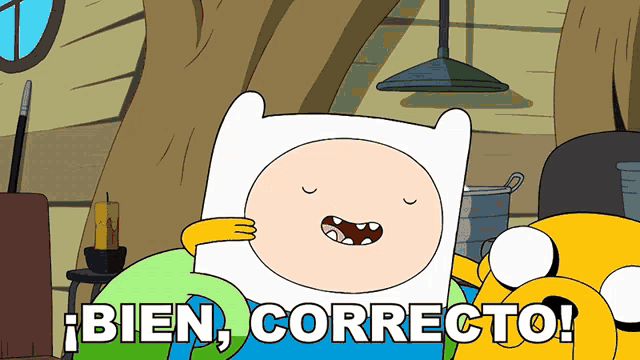 a cartoon character says " bien correcto " in a foreign language