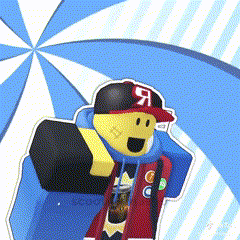 a roblox character wearing a red hat and a blue jacket