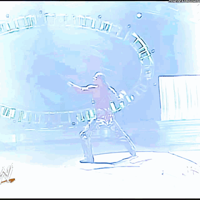 a cartoon of a man standing in front of a circle with the words kecum on the bottom