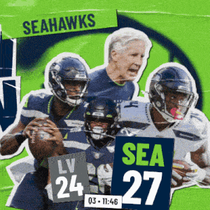 a collage of seahawks players and a coach