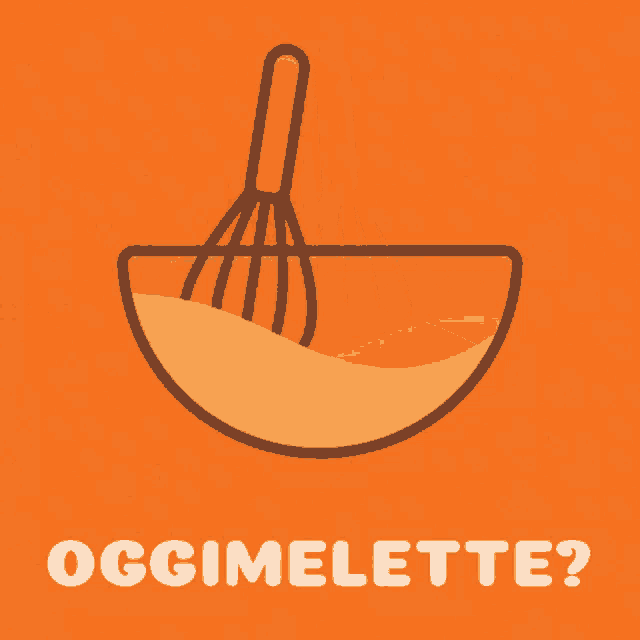 an illustration of a bowl with a whisk and the words oggimellette below it
