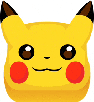 a pikachu face with red cheeks and a smile