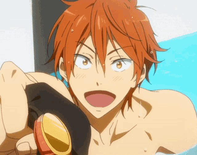 a cartoon character with red hair and yellow eyes