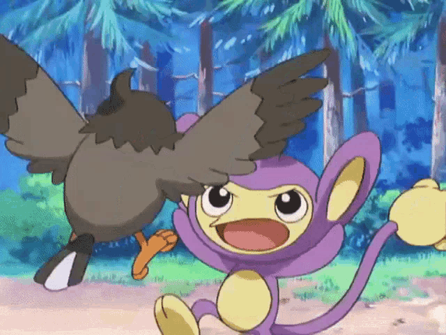 a cartoon of a monkey and a bird fighting
