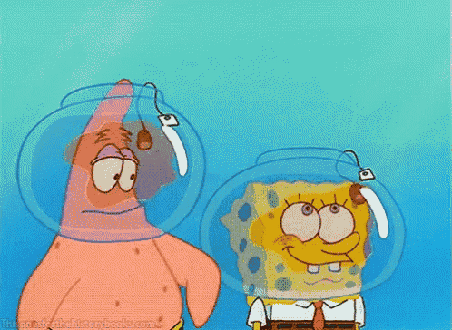 a cartoon of spongebob and patrick in bubbles