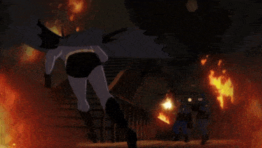 a cartoon of batman kicking another superhero