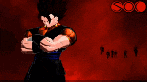 a cartoon character stands with his arms crossed in front of a red background with the letters soc on it