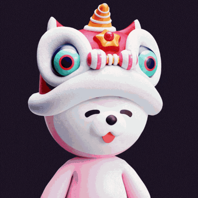 a cartoon character wearing a lion head with a star on it