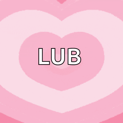 a pink heart that says lub on it