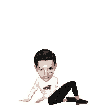 a cartoon man is sitting on the floor with his legs crossed and a bloody face .