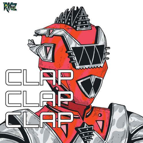 an illustration of a robot with the words " clap clap clap " on it