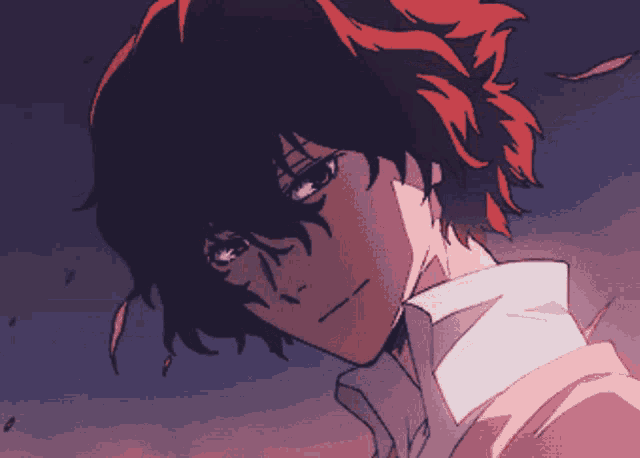 a drawing of a person with red hair