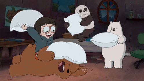 Pillow Fight Grizzly Bear GIF - Pillow Fight Grizzly Bear Ice Bear GIFs