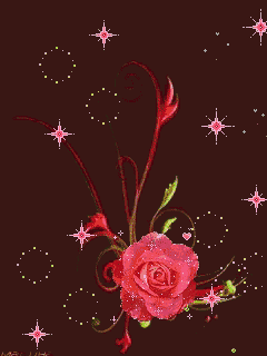 a red rose is surrounded by green stars and swirls