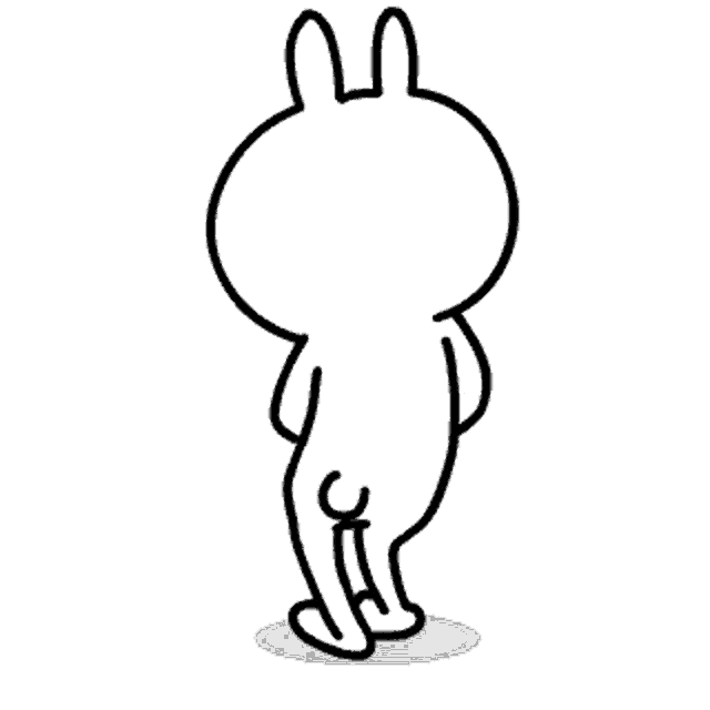 a black and white drawing of a rabbit standing on its hind legs on a white background .