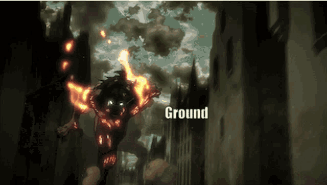 a cartoon of a monster with the word ground on the bottom