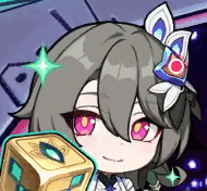 a close up of a cartoon character holding a cube .