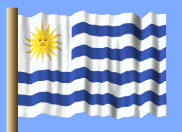 a blue and white flag with a yellow sun and a face on it