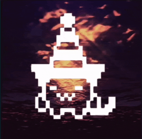 a pixel art drawing of a pyramid with a face on it