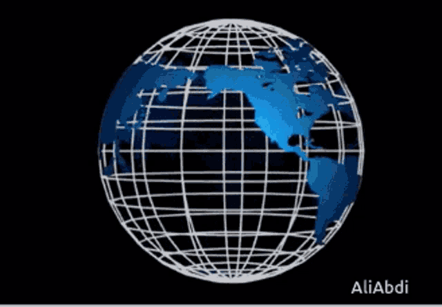 a globe with the name aliabdi on the bottom right