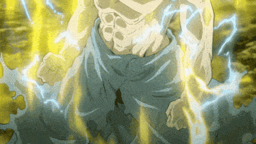 a cartoon drawing of a man with lightning coming from his chest