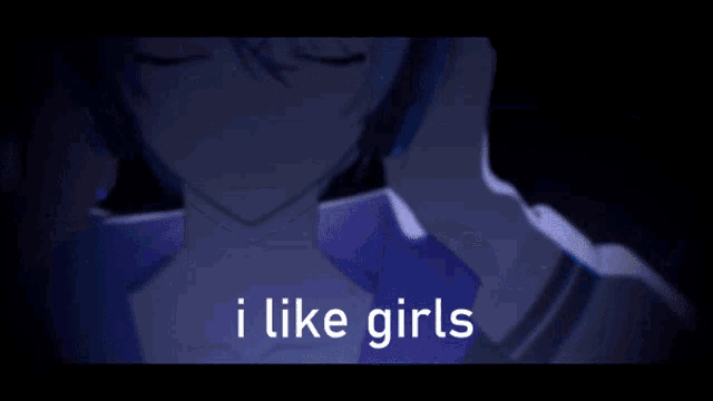 a picture of a girl with headphones and the words i like girls above her
