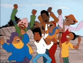a group of people are dancing in a cartoon with imgflip.com at the bottom of the image