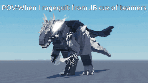 a screenshot of a video game with the words " when i ragequit from jb cuz of teamers "