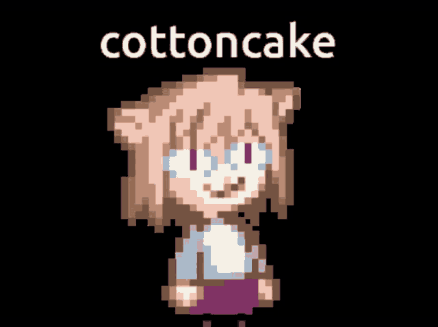 a pixel art drawing of a cottoncake with a bite taken out of it