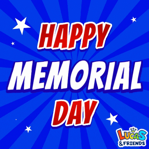 a blue background with the words happy memorial day in red white and blue