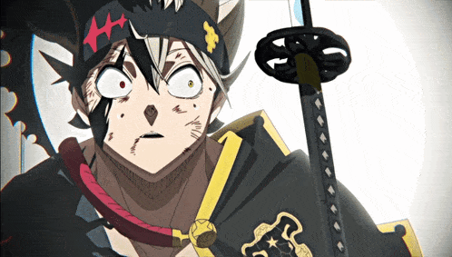 a drawing of a person with a sword and a scar on their face