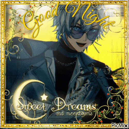 a picture of a man with sunglasses and the words good night street dreams and moon dreams