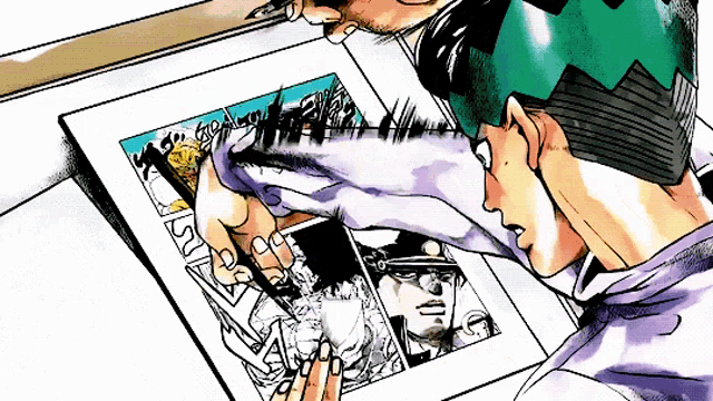a man in a green helmet is drawing a comic book page